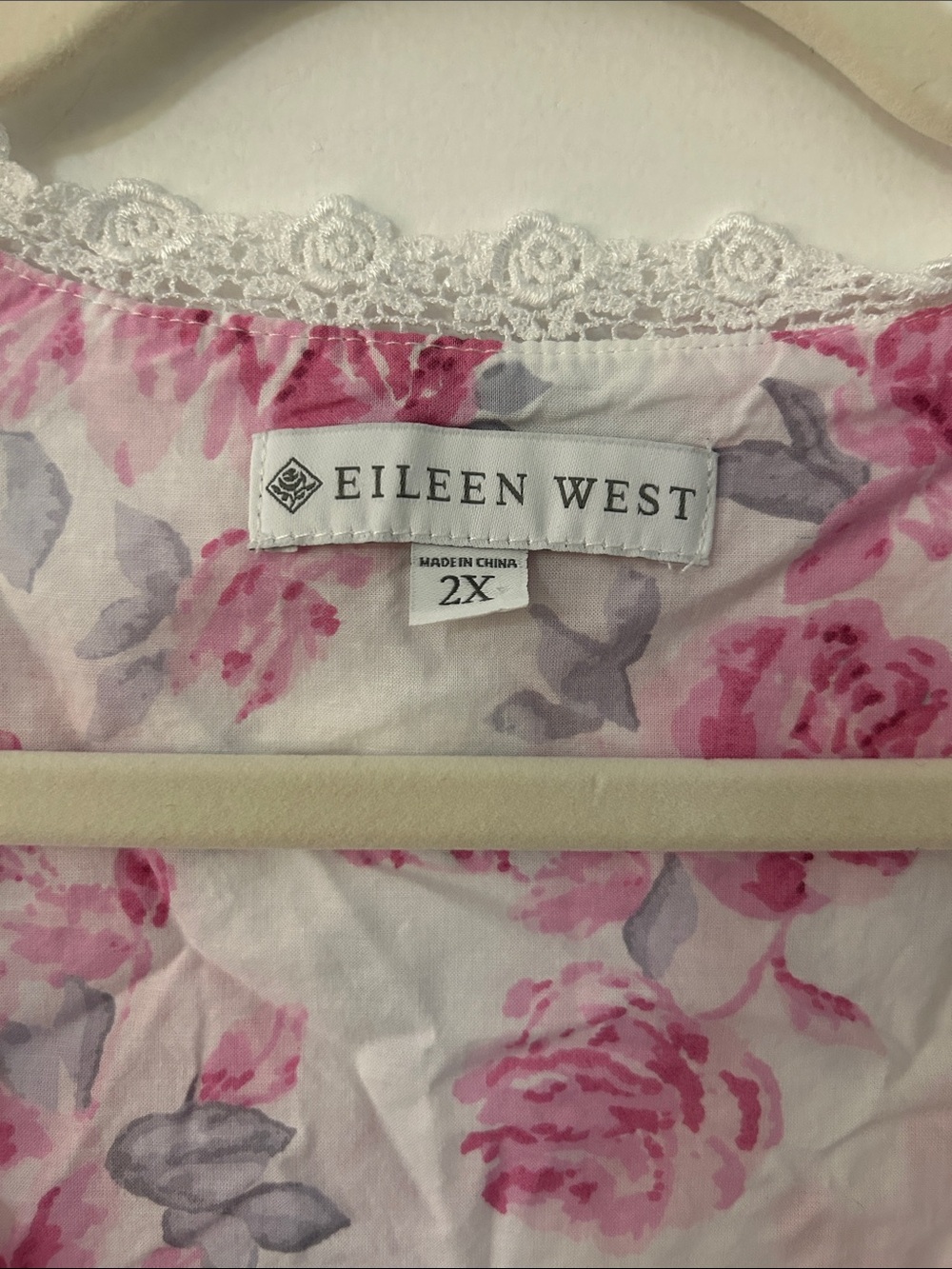 Eileen West Pink Floral Sleeveless Nightgown Size 2X Cottagecore Lace Ruffled - Picture 3 of 12